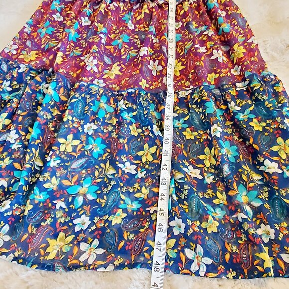 Figueroa & Flower Romantic Boho Maxi Dress M | Cottagecore Floral Tiered - Picture 8 of 15